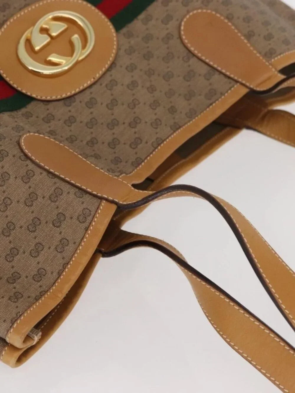 GUCCI Micro GG Supreme Web Sherry Line Bag PVC Beige 002 904 0131 Auth yk20192A